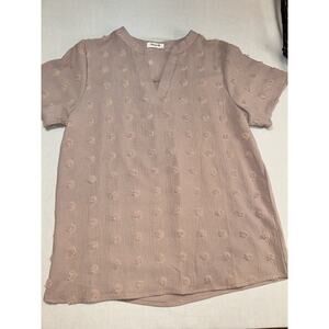Blooming Jelly Women's Short Sleeve Shirt Polka Dot Size Large Rose Pink‎